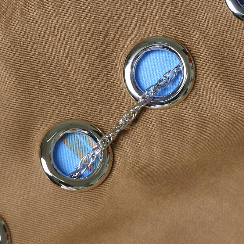 Australian Trendy Lapel Jacket 2025: Fashionable Chain Accent, Contrast Stitching, Long Sleeve All-Match Suit