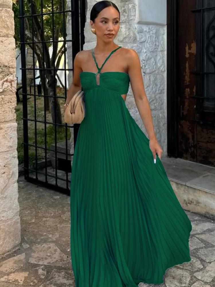 Trägerloses Maxikleid mit Rüschendetail für Damen, seitlicher Taillenausschnitt, gestuftes Kleid