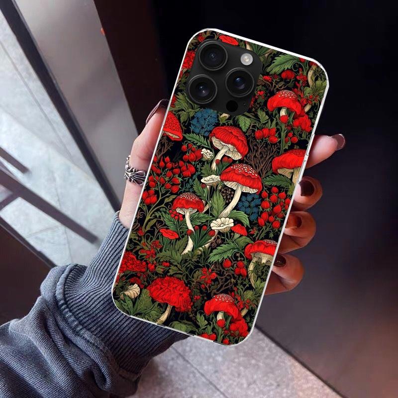 

Colorful Mushroom Phone Case For iPhone 17 Air 16 15 Pro Max 14 Plus 13 Mini 12 11 Cover 7 8 SE Silicone Shell Print Fundas 17 A iPhone 14 Pro Max