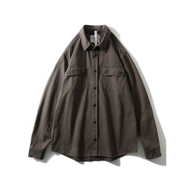 Amekaji American vintage Cotton Casual Cargo Shirts Men's Long sleeve Multi-pockets Outerwear Foreign Trade Men's Shirt