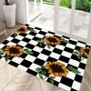 1PC Sunflower Checkered Printed Door Mat Kitchen Mat, Dustproof Carpet, Entrance Mat, Bedroom, Living Room, Garden, Decoration