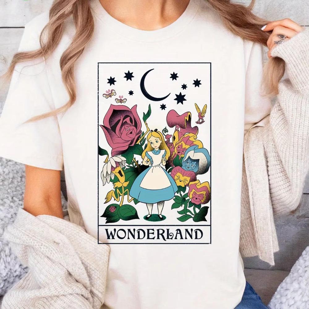Alice In Wonderland Girls Kids Printed Summer TShirt Family ParentChild Casual Loose Comfortable Short Sleeve FeUnisex