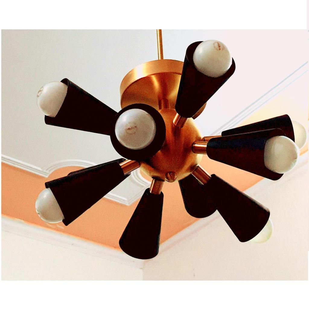 Matte Black 10 Arms Flush Mount Industrial Sputnik Chandelier Light Fixture For Modern House