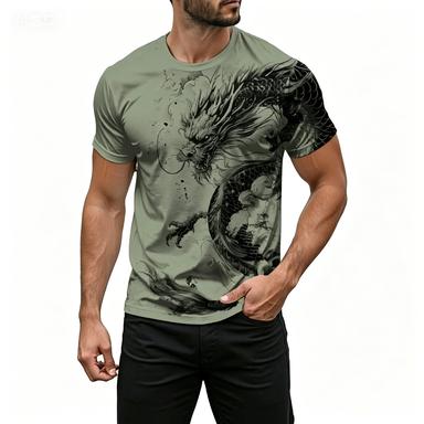 Retro Men's T-shirt Cool Animal Pattern 3D Printing Summer Short Sleeved T-shirt Fashionable Top T-shirt