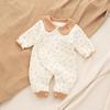 Infant Quilted Cotton Romper: Autumn-Winter, Warm Three-Layer Design, Size 90, Stylish & Cozy
