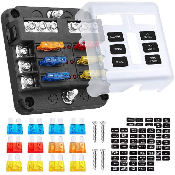 Car Boat Fuse Box Holder With 6 Ways Blade Fuse Holder Block Warning Indicator 12V 36V Power Distribution Panel Board Fuse Holders1