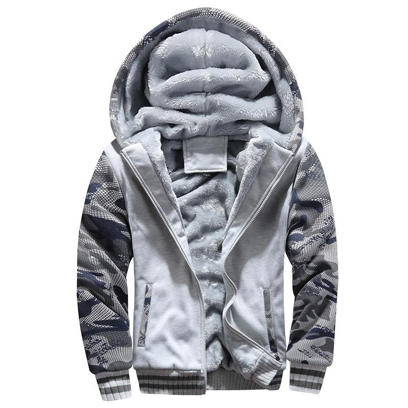 Men's Casual Camo Athletic Thick Warm Fleece-Lined Jacket Slim Fit Long Sleeve Casual Top