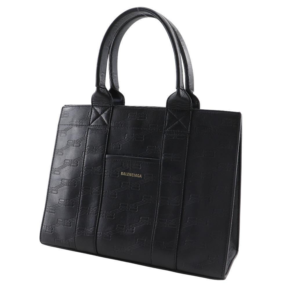 Balenciaga Hardware Handtasche 714187 BB Monogramm schwarzes Leder Unisex Gebraucht