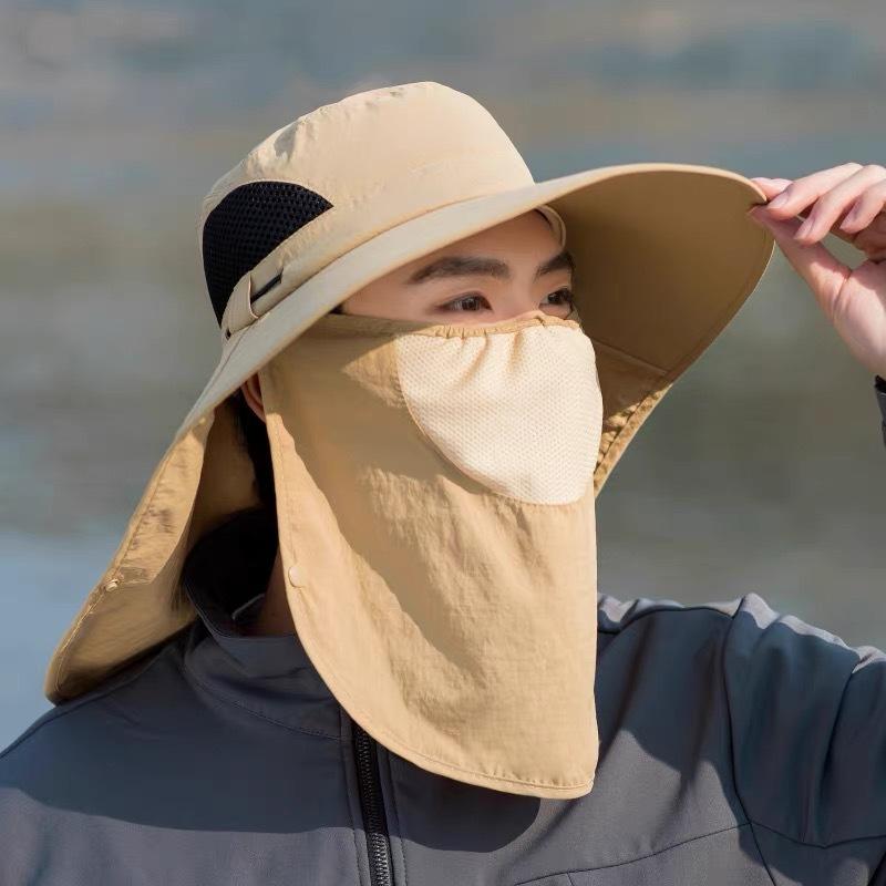 Bucket Hat Men'S Summer Uv Protection Outdoor Travel Visor Hat Fishing Face Visor Sun Hat Big Brim Sun Hat