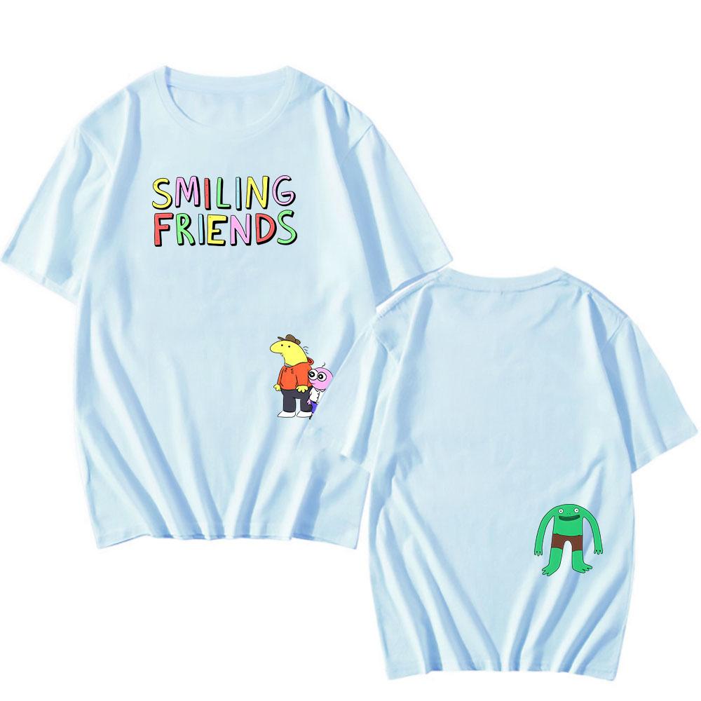 Smiling Friends Manga Koszulka Graficzna Bawełniana Krótki Rękaw Luźne Koszulki Unisex Streetwear Codzienna Dekolt Okrągły Modna Koszulka