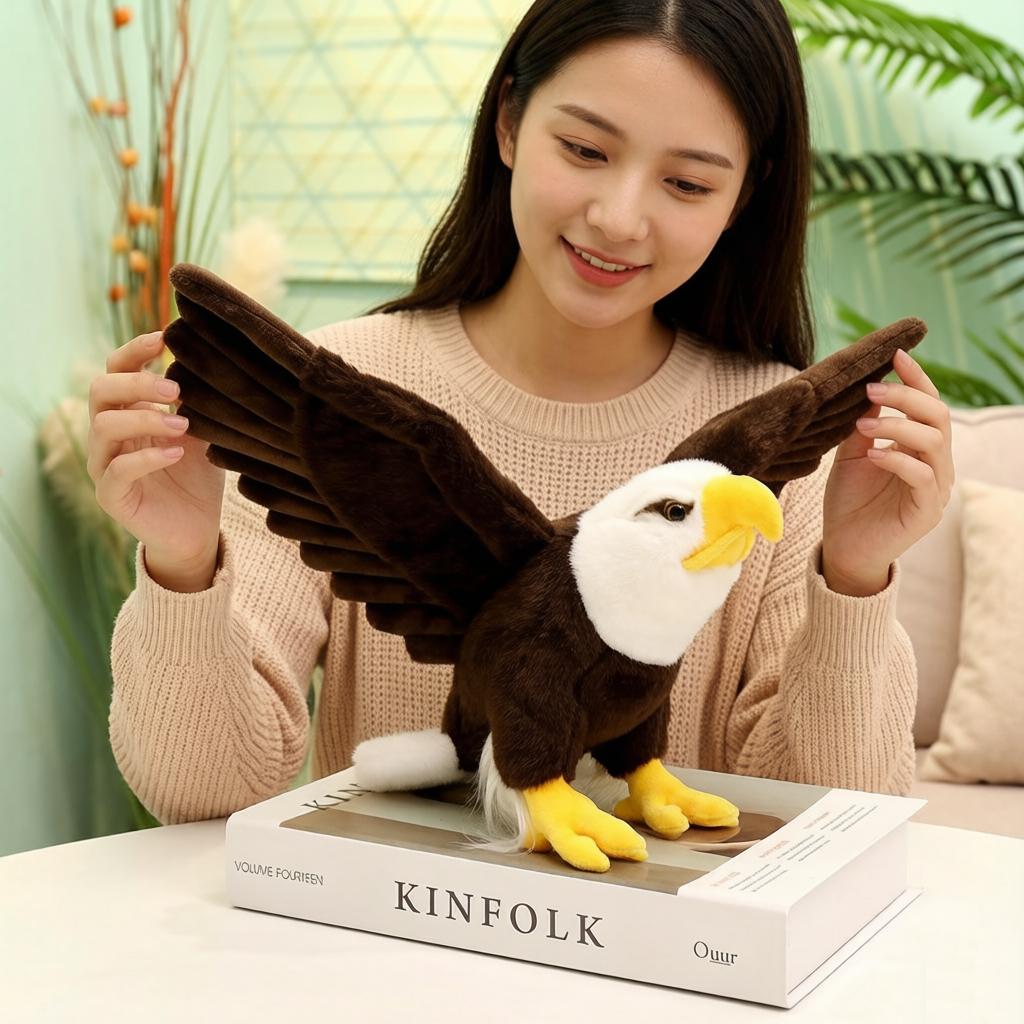 Muñeco de Pájaro Águila Calva Blanca Simulada Peluche Animal Salvaje Volador del Bosque Alas Grandes Peluche Decoración Hogar Oficina Regalo para Hombres
