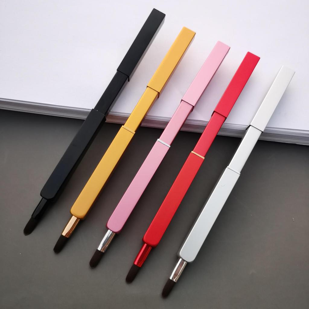 Compact Retractable Lip & Eye Makeup Brush with Lid