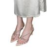 ~ Summer Rhinestone Chain Sandals Women's Wear Thin Heels Open-toed Temperament Thin Strap High Heels