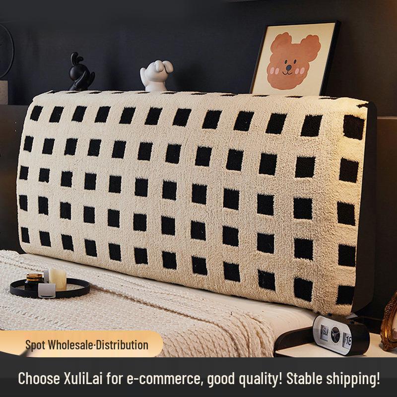 Plaid Thickened Bedside Headboard Cover