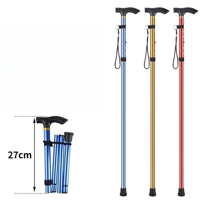 5-section Aluminum Alloy Outdoor Telescopic Walking Stick, Outdoor Hiking Stick, Elderly Walking Stick, Foldable