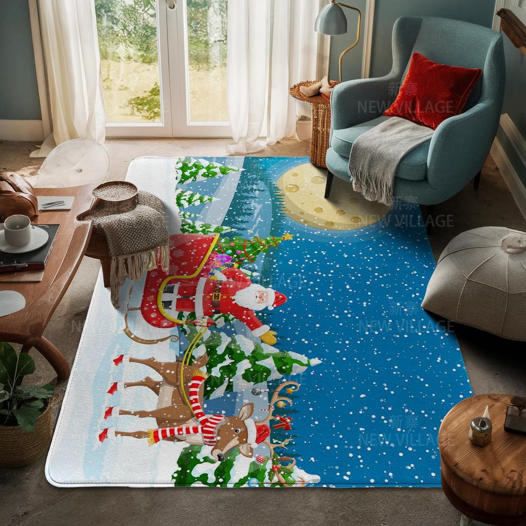 House Entrance Carpet Home Door Mat Living Room Bath Foot Bathroom Non-slip Water Absorption Rugs Bath Merry Christmas Winter