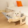 Cat Hammock Window Perch Adjustable Cat Bed with Wood Frame No Drilling Pet Hammock for Bedside Windowsill Indoor Cats