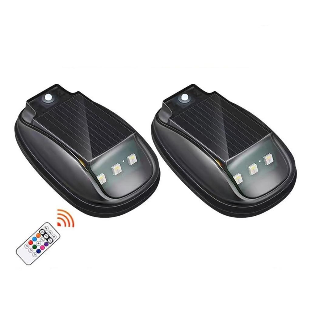 Solar-Power Car Roof Light with RC Punch-Free Wireless Flashing Lights RGB Solar Powered Strobe Pilot Light for Car Decor
