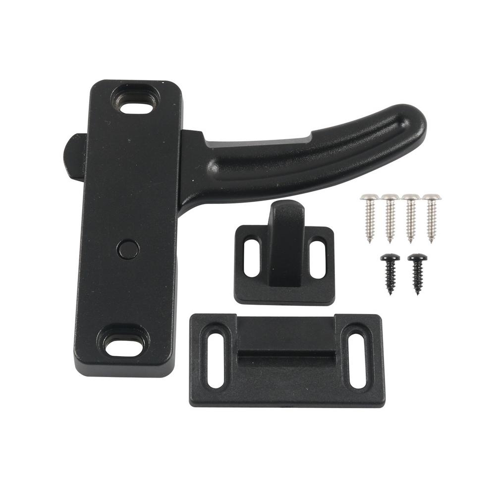 Universal RV Camper Screen Door Latch Right Hand Handle Kit For Travel Trailer Motorhome Black Plastic