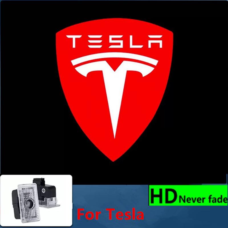 2pcs Car Door Light Projector Welcome Light For Tesla Model Y 3 X S Logo Light