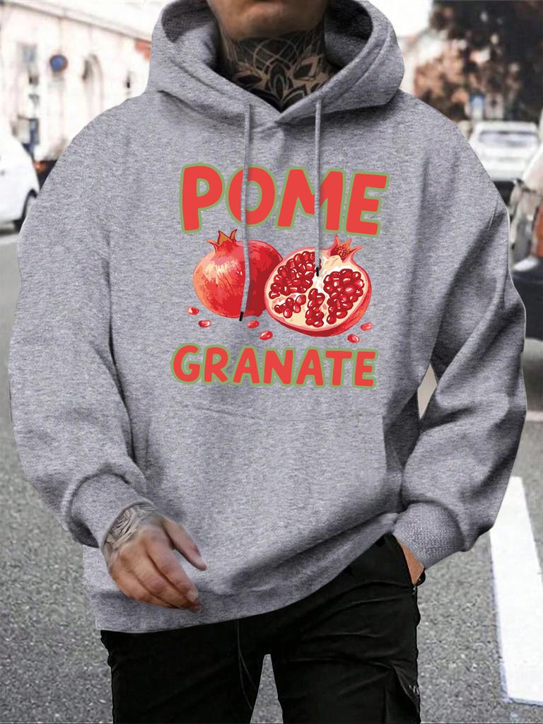 Pome Granate Fresh Fruit Printing Men Hoodies Hip Hop Loose Man Hoody Autumn Fleece Streetwear Casual Pocket Male Clothing