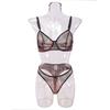 Sex underwear three-point steel ring leopard print mesh sexy suspender set, female