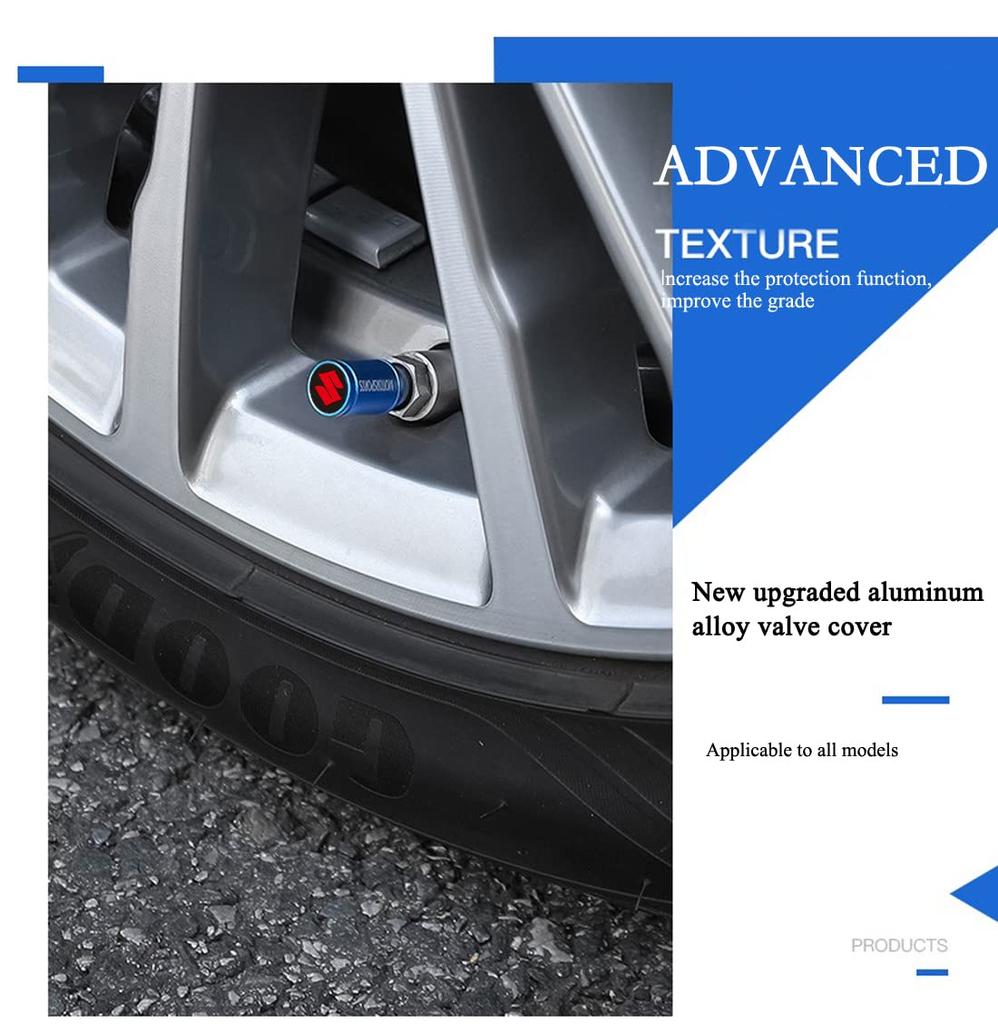 SPIRIT BEAST Suzuki Air Valve Cap Premium Alloy Fits All Vehicles Blue