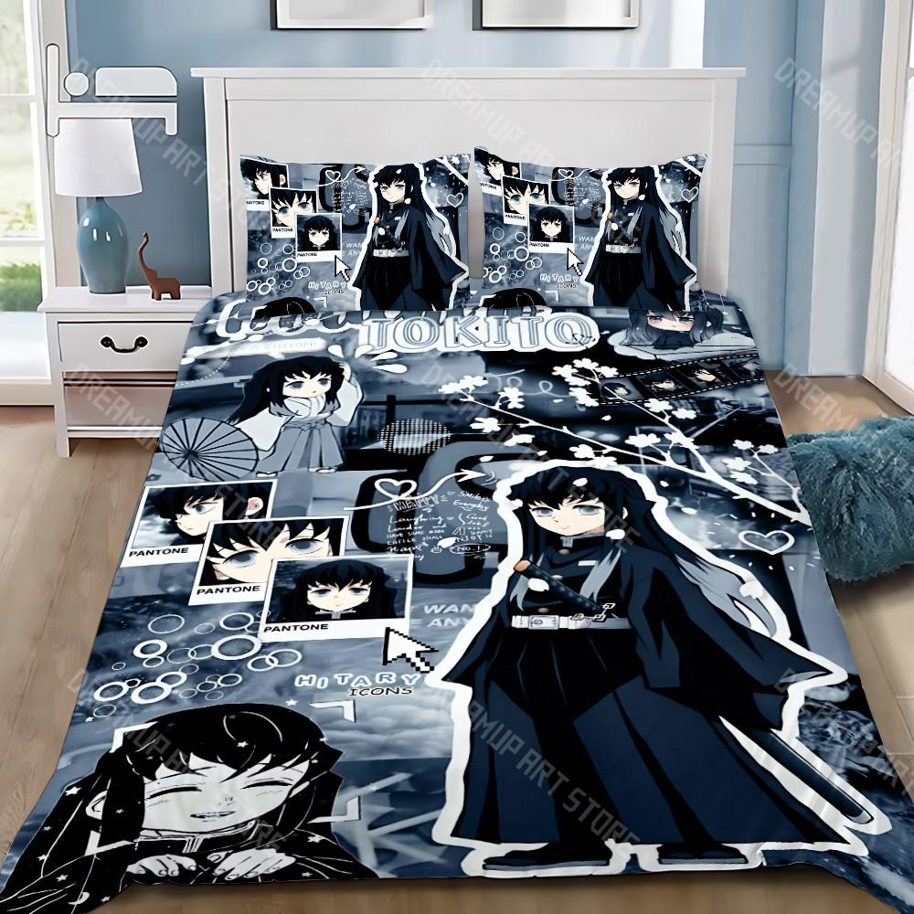Demon Slayer Muichiro tokito Husă de Plapumă Față de Pernă Set de Lenjerie de Pat Adult Băiat Fată Decor Dormitor Cadou Copii Mărime Single