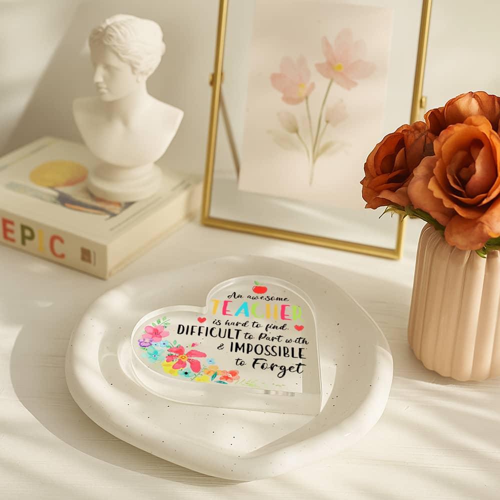 "An Awesome Teacher" Desk Sign. A charming, hard-to-forget gift for Teacher's Day or thank yous.