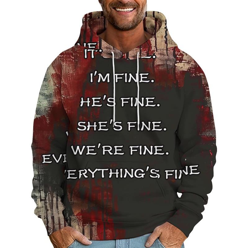 Vintage 3D It'S Not My Blood Bloody Letter Patterns Printed Sweatshirts Hoodies For Men Clothes Y2k Top Pullovers Spring And Autumn Boy Tees Clothing