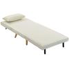 Convertible Chauffeuse Chair 3-in-1 Armchair Bed Single Bed 5-Position Backrest In Fabric with Cushion, Cream