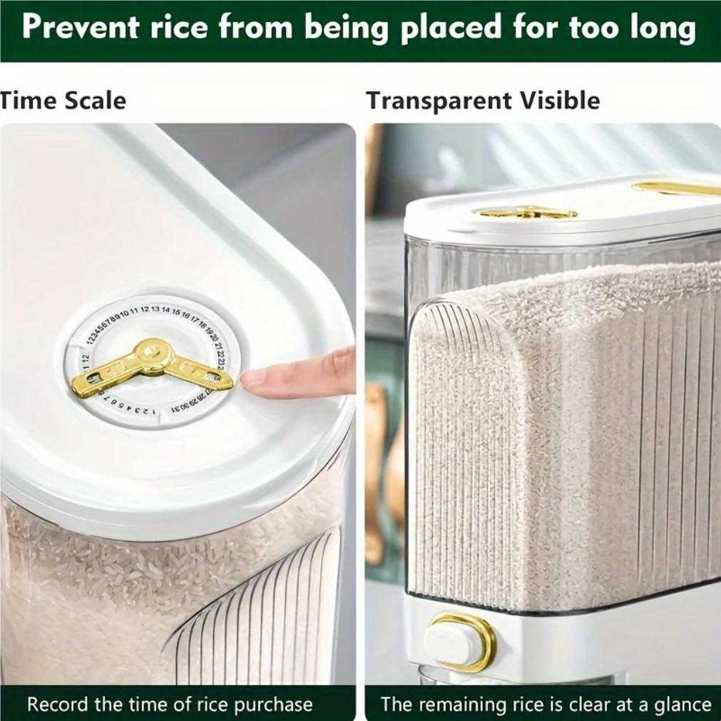 5kg/10kg Rice Dispenser - Large Pantry Storage Container with Measuring Cup & Time Markings2025new