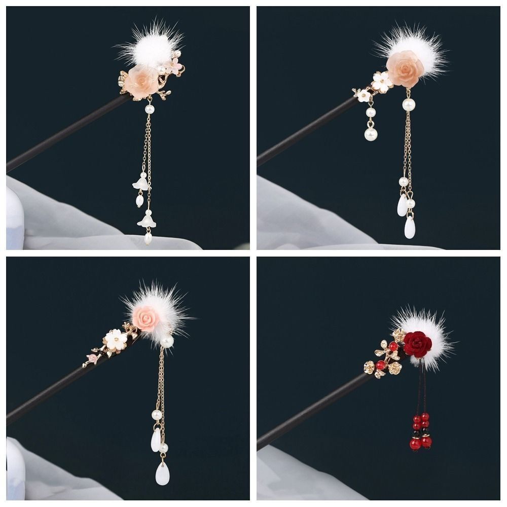 

Деревянные аксессуары для волос в древнем стиле, смоляная заколка для волос в китайском стиле, красивая заколка для волос в виде шарика Мао