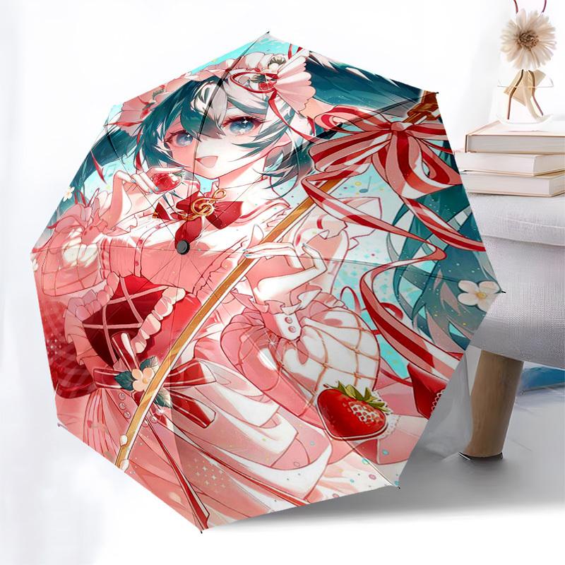 1pc Outdoor Umbrella with Anime Character Design - Automatic Opening/Closing, Portable 3-Fold Design, 8-Bone Iron Frame - Perfect for Fans, Trave