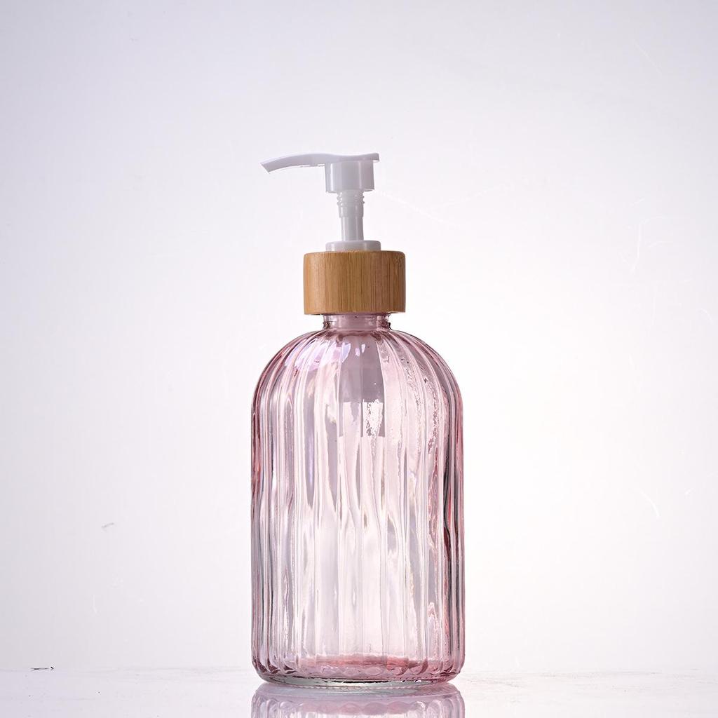 Nordic Large Capacity Vertical Stripe Glass Bottle for Hand Sanitizer, Shampoo, or Shower Gel
