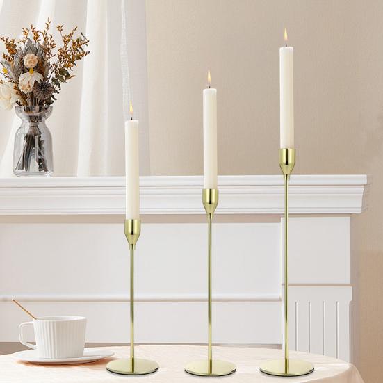 3/6Pcs/Set Vintage Tall Metal Candlestick Pillar Taper Candle Holder Home Living Room Christmas Wedding