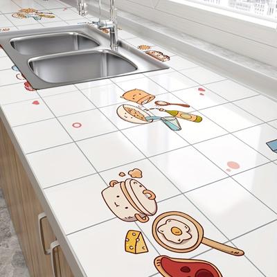 Kitchen Wallpaper Stickers Cartoon Oil Proof Waterproof Oil Thickened Stickers For Drawer Cabinets Shelf Kitchen Stickers