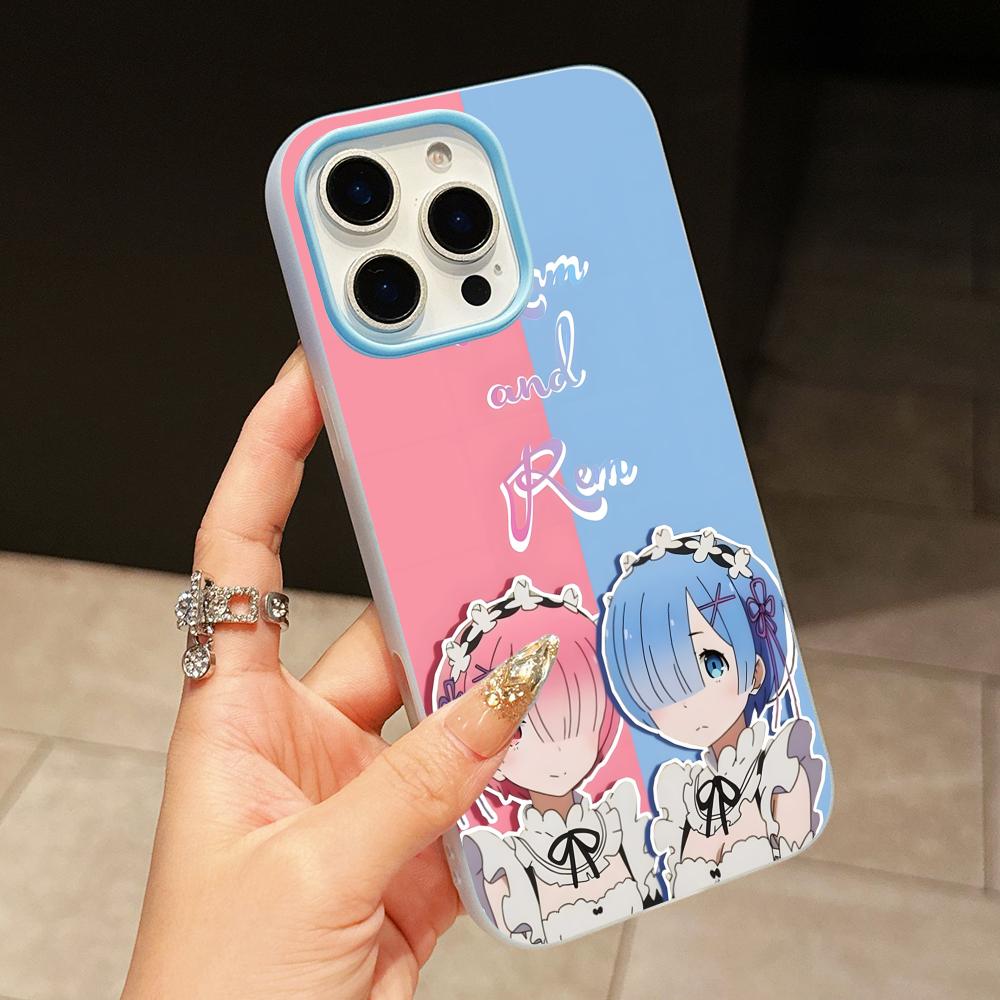 ReZero Rem Ram Jelly Double layer Light Blue Mobile Phone Case for iPhone 17 16 15 14 13 12 11 Air Pro Max Plus Protective