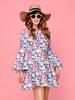 Retro 1970s Hippie Disco Print Women's Dress