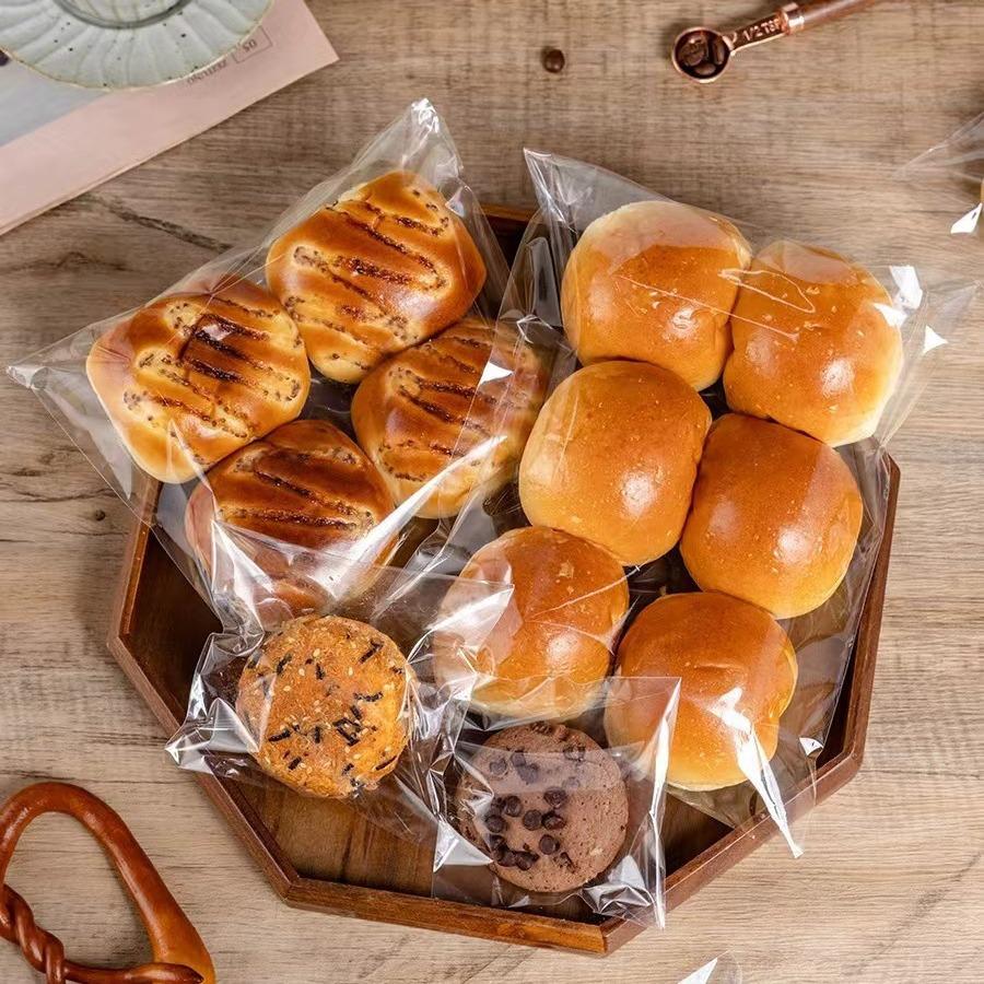 Self-Sealing Transparent Bakery Packaging Bag for Scones, Biscuits, Cakes, and Toast