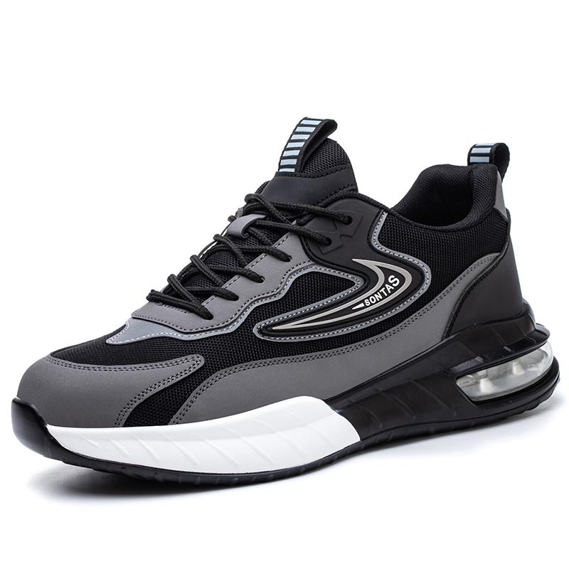 Moda noi pantofi de siguranță pentru bărbați pantofi cu vârf de oțel, pernă de aer sport, cizme reflectorizante de siguranță la locul de muncă, pantofi de lucru anti-punctură, anti-zdrobire
