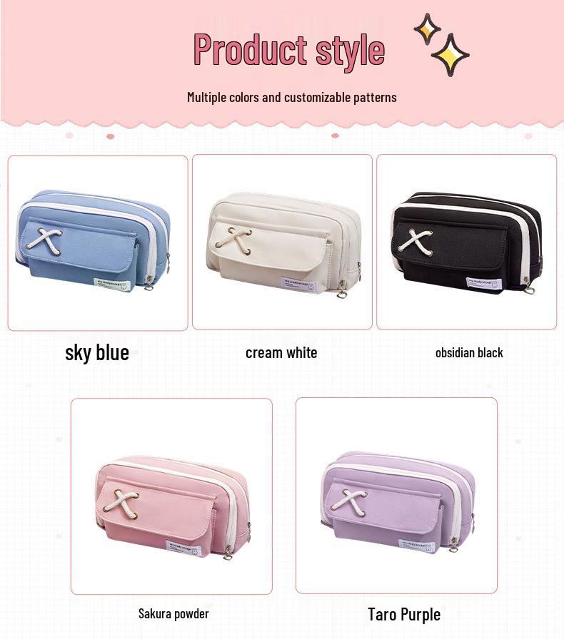 Pencil Case for Girls - Stylish, Soft, Large Capacity, Dirt-Resistant, Multifunctional Oxford Stationery Bag