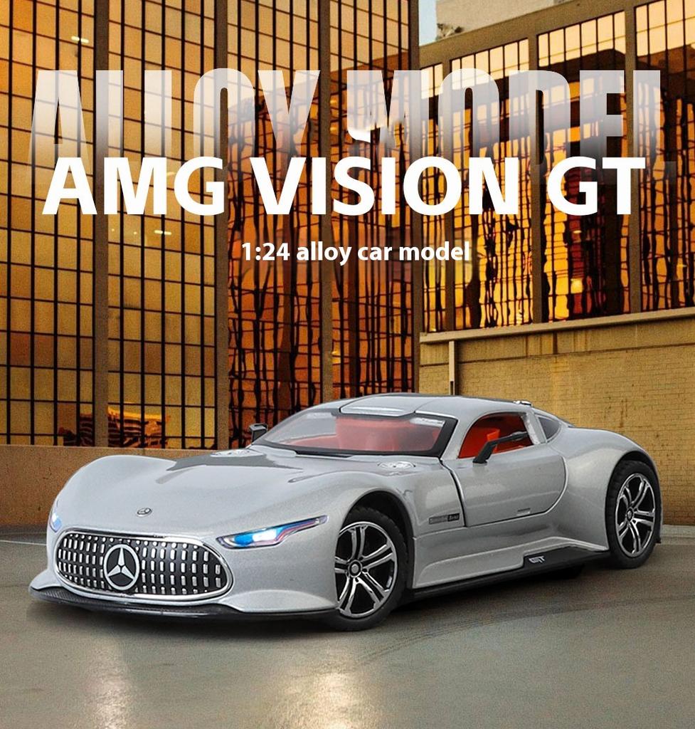 1/24 Benz AMG Alloy Model Car with Sound and Light Feedback Sports Car Model Table Decoration Suitable for Boys As A Gift