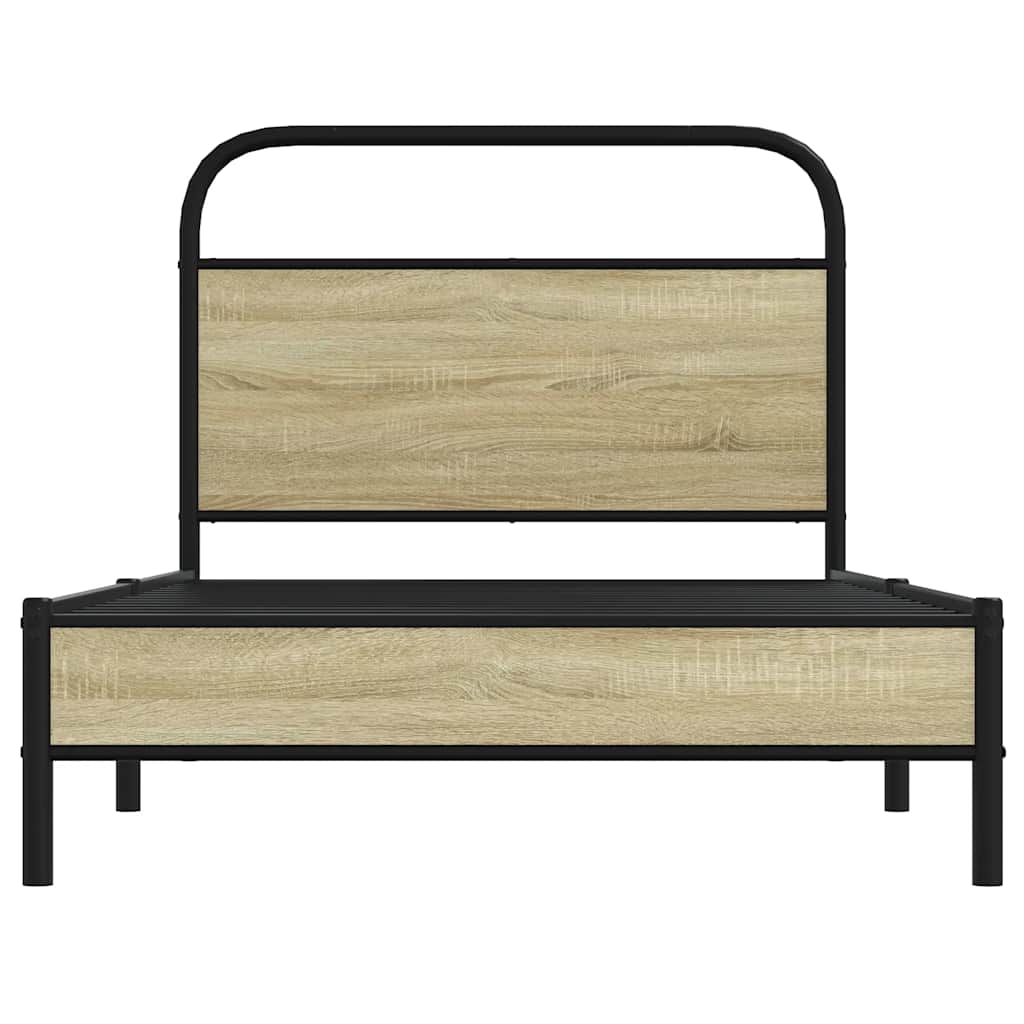 Bed Frame without Mattress 100x200 cm Sonoma Oak Effect Wood Based Panel