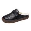 2025 summer new hole sandals first layer cowhide retro style soft sole comfortable middle-aged and elderly mother shoes half slippers