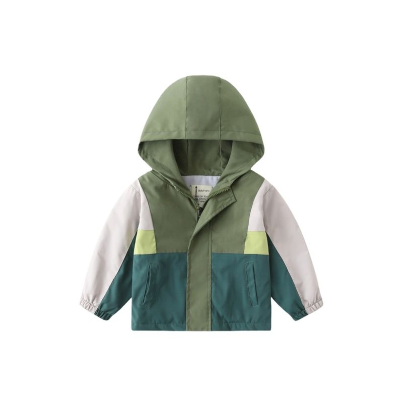 Children's Padded Coat Spring and Autumn K-style Boys Fashion Colorblock Shell Jacket Boys Zipper Hoodle Tops