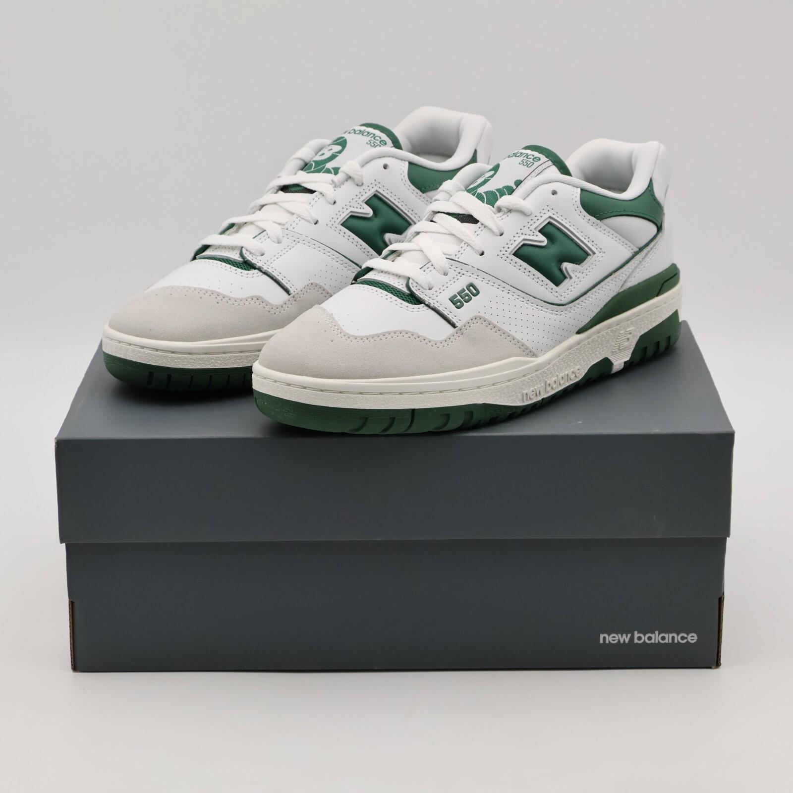 BB550WT1 New Balance 550 White Green Sail Cream Ivy British Ivory Grey (Men s) 5.5