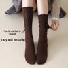 Chunky Knit Openwork Slouch Socks - Solid Color Calf & Over-the-Knee, Lace Miu Style, Anti-Slip Boneless Cotton Boot Socks