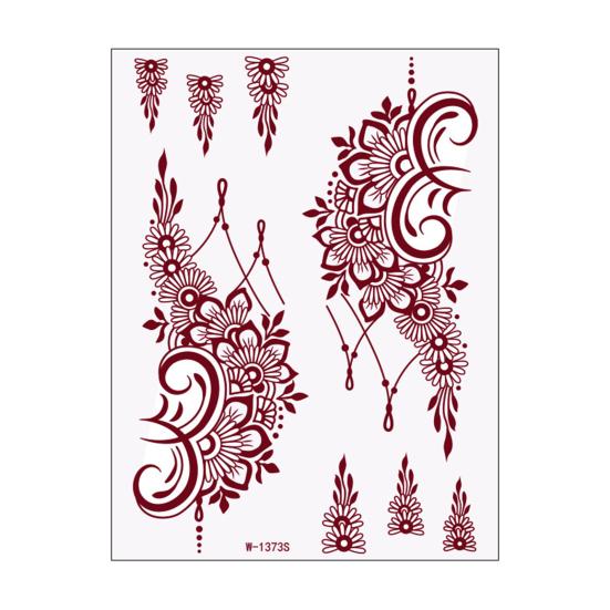 Red Henna Tattoo Kit, Waterproof Henna Tattoos Stickers, Temporary Tattoo Stickers for Women Wedding Party Festival U