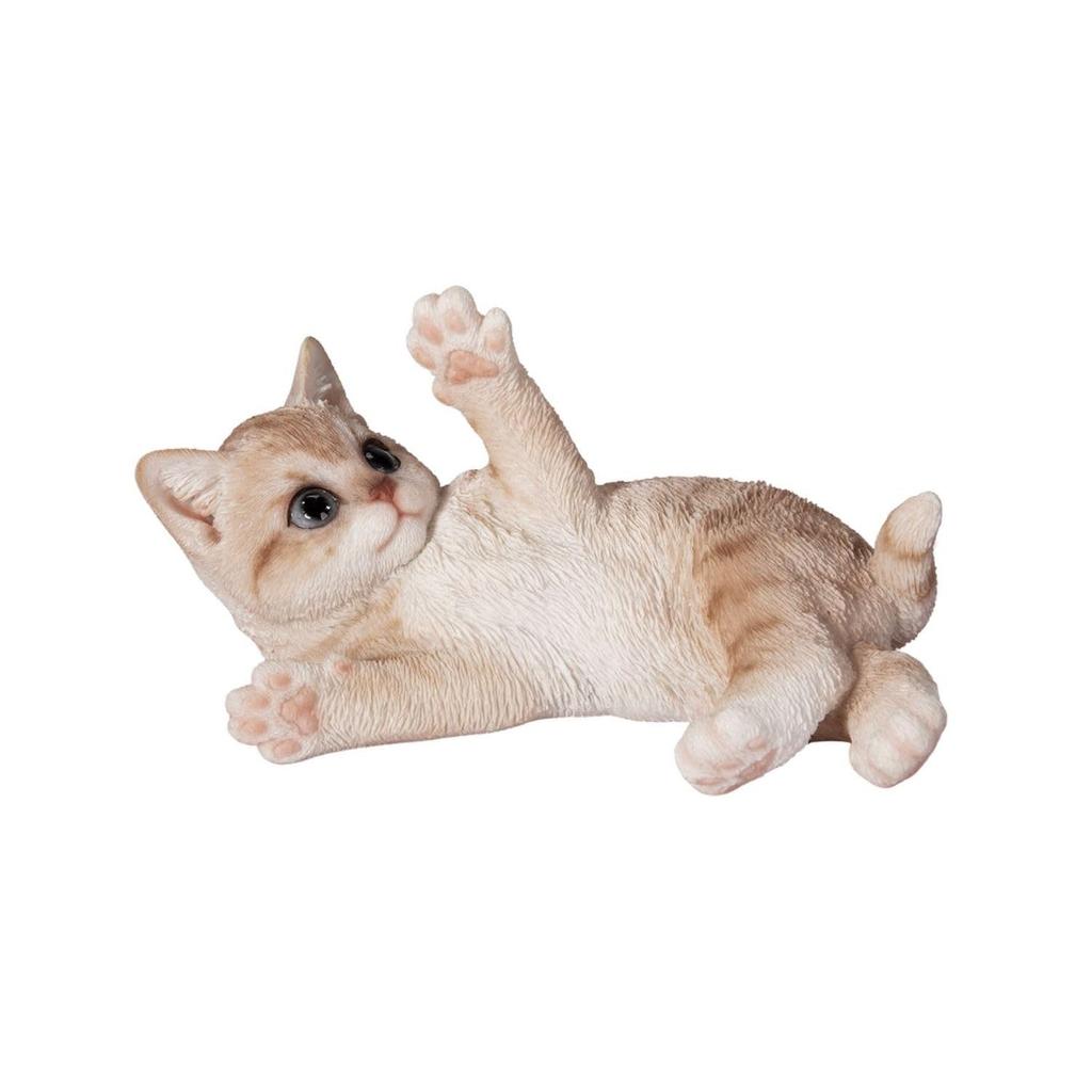 Ubia Playful Milk Tea Cat, 19.5 x 12.5 x 10.5 cm, Doll Figurine, Animal Ornament, Garden Decor, Cat, H22211-25